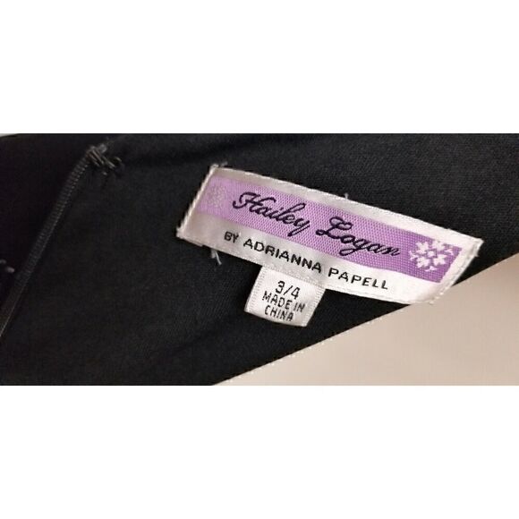 Adrianna Papell Formal Gown Dress Sz 3/4 Black Sequin Prom Wedding Hailey Logan - Picture 7 of 8